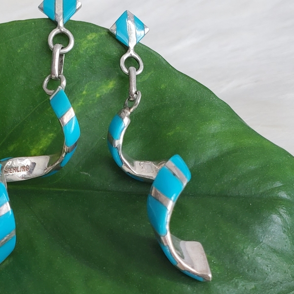 Silver and turquoise earrings - Picture 3 of 3